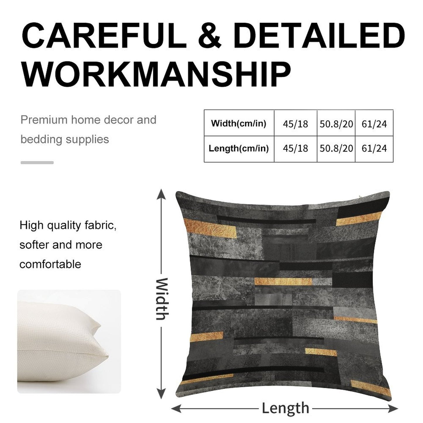 Urban Black & Gold Linen Throw Pillow Cover