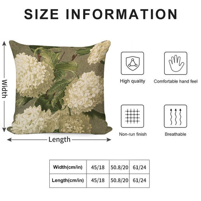 Vintage Victorian White Hydrangea Floral Soft High-Density Material Throw Pillow