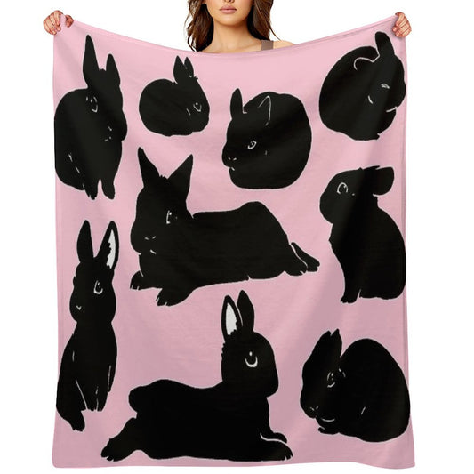 Black Bunny Collection Throw Blanket