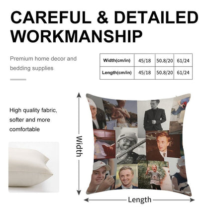 Tom Felton Collage Linen Throw Pillow Cover