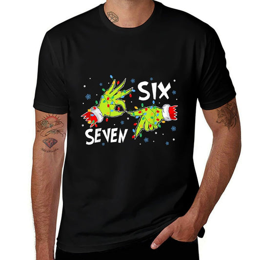 6 7 Six Seven Gen Z Alpha Meme Slang Holiday Merry Christmas  Trendy Pattern T-Shirt