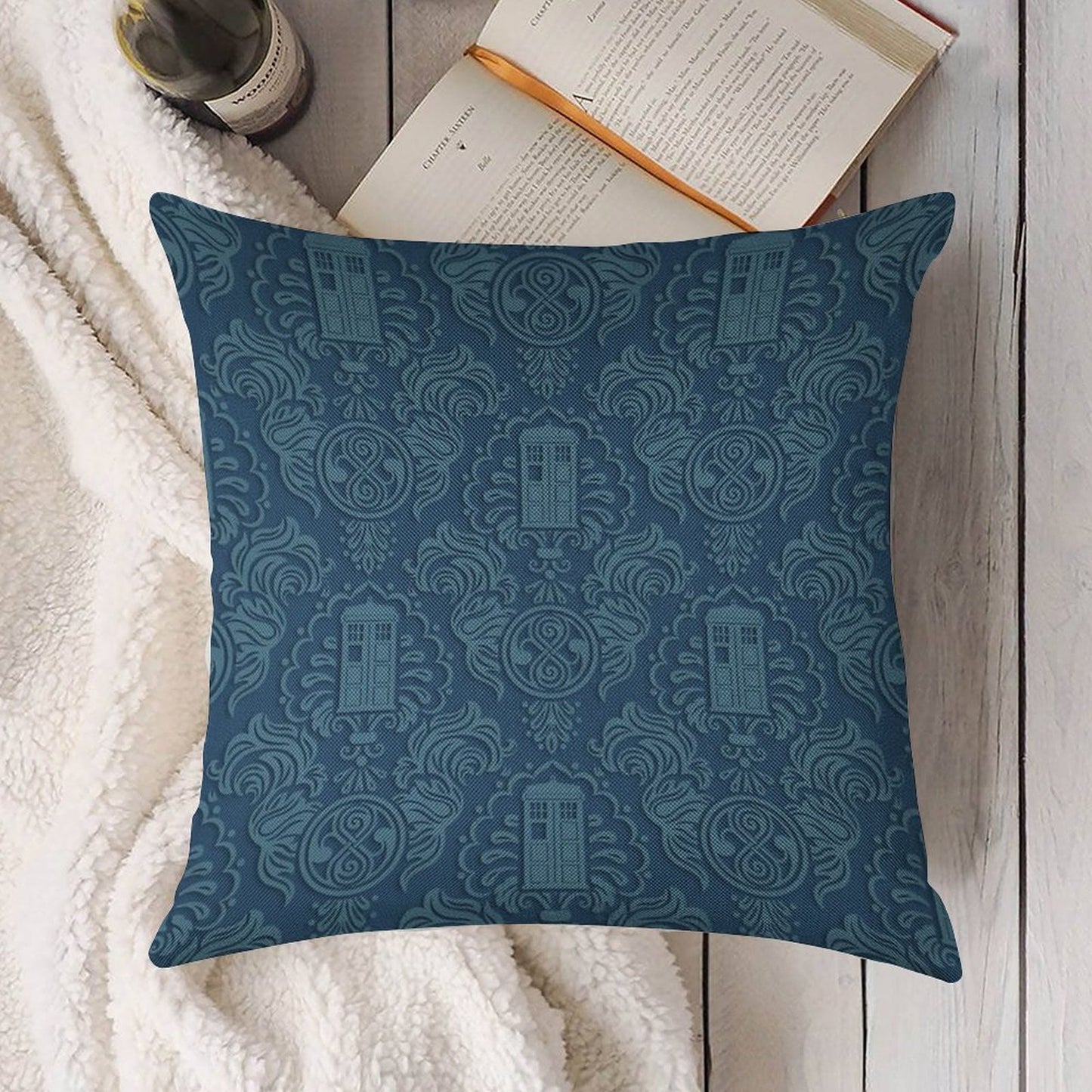 Doctor's Damask Linen Throw Pillow Cover