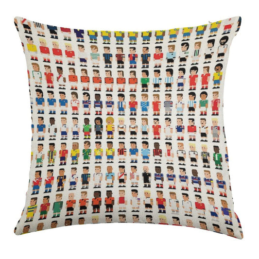 Soccer Legends Linen Throw Pillow Cover