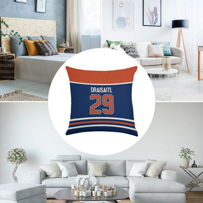 Edmonton Oilers Leon Draisaitl Home Jersey Back Phone Case Linen Throw Pillow Cover