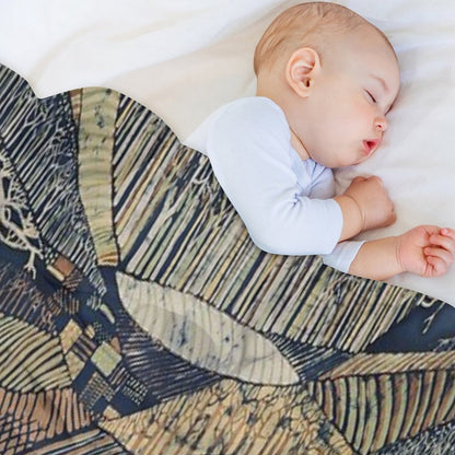 Marching Trees 1970's Batik Throw Blanket