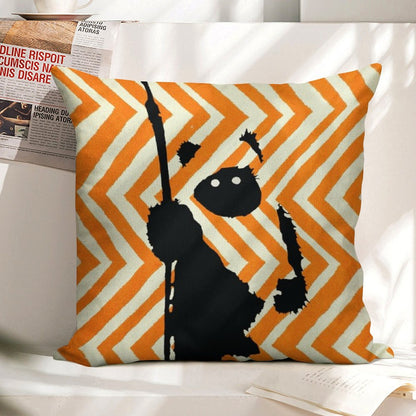 Ewok Chevron Orange Linen Throw Pillow Cover