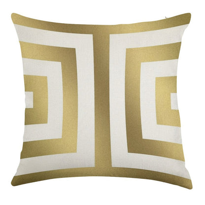 Gold Greek Stripes Linen Throw Pillow Cover