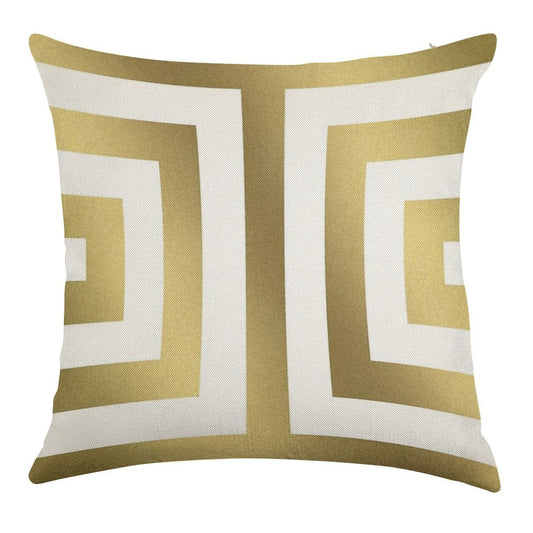 Gold Greek Stripes Linen Throw Pillow Cover