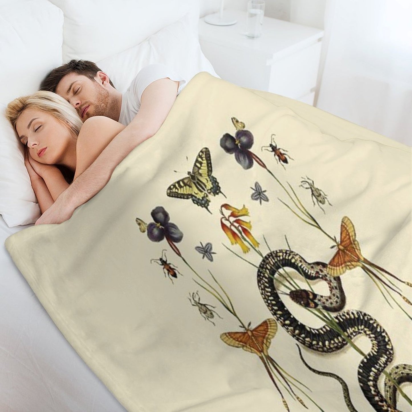 Snake, Swallowtail, & Wildflowers III Throw Blanket