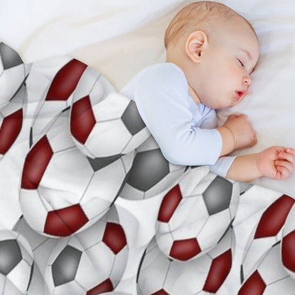 Maroon & Gray Soccer Balls Pattern Throw Blanket