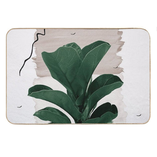 Fiddle Leaf Abstract - Naturelle #1 #minimal #wall #decor #art Bath Mat