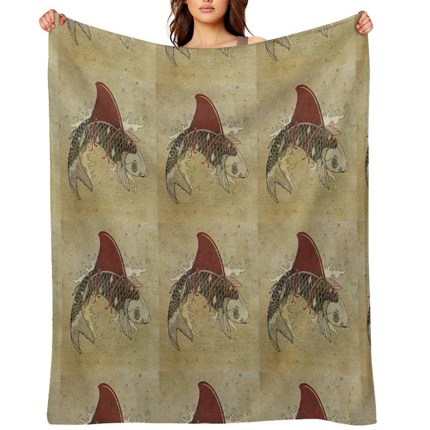 Koi Shark Fin 03 Throw Blanket