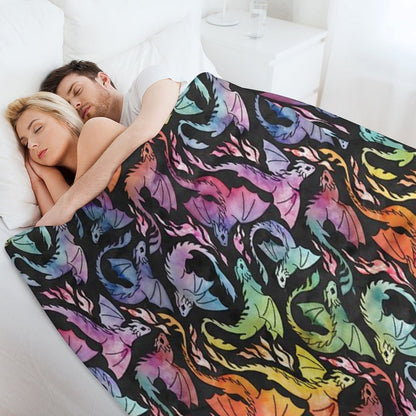 Dragon Fire Dark Rainbow Throw Blanket