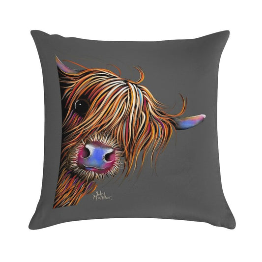 HiGHLaND CoW PRiNT SCoTTiSH ' SuGaR LuMP ON GReY ‘ BY SHiRLeY MacARTHuR Soft Anti-Pilling Throw Pillow