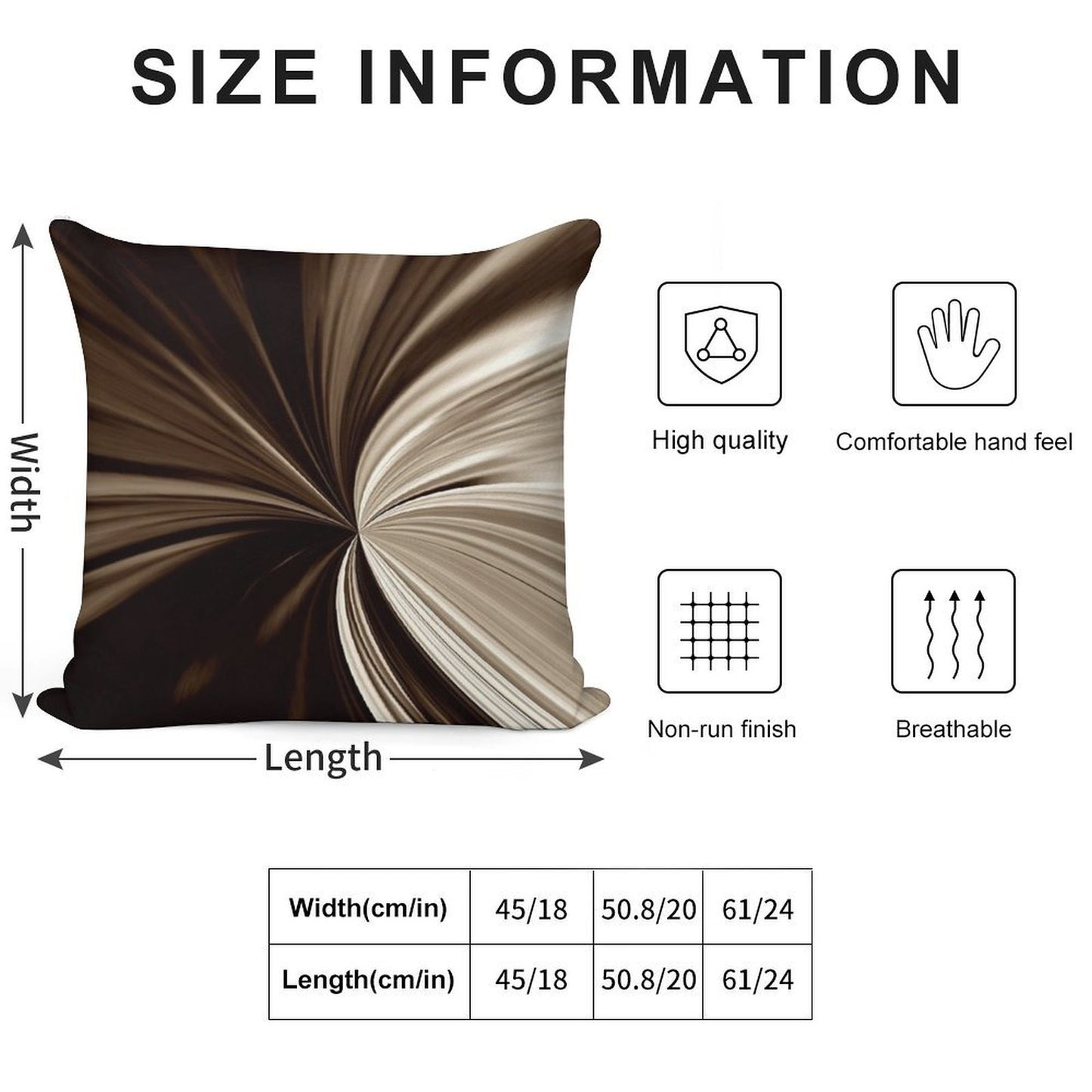 Milk Chocolate Swirl Abstract Print Pillow Soft Skin-Friendly Throw Pillow
