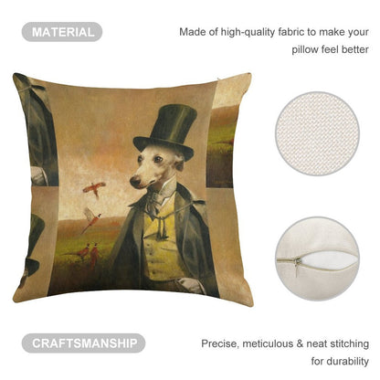 Victorian Whippet Linen Throw Pillow Cover