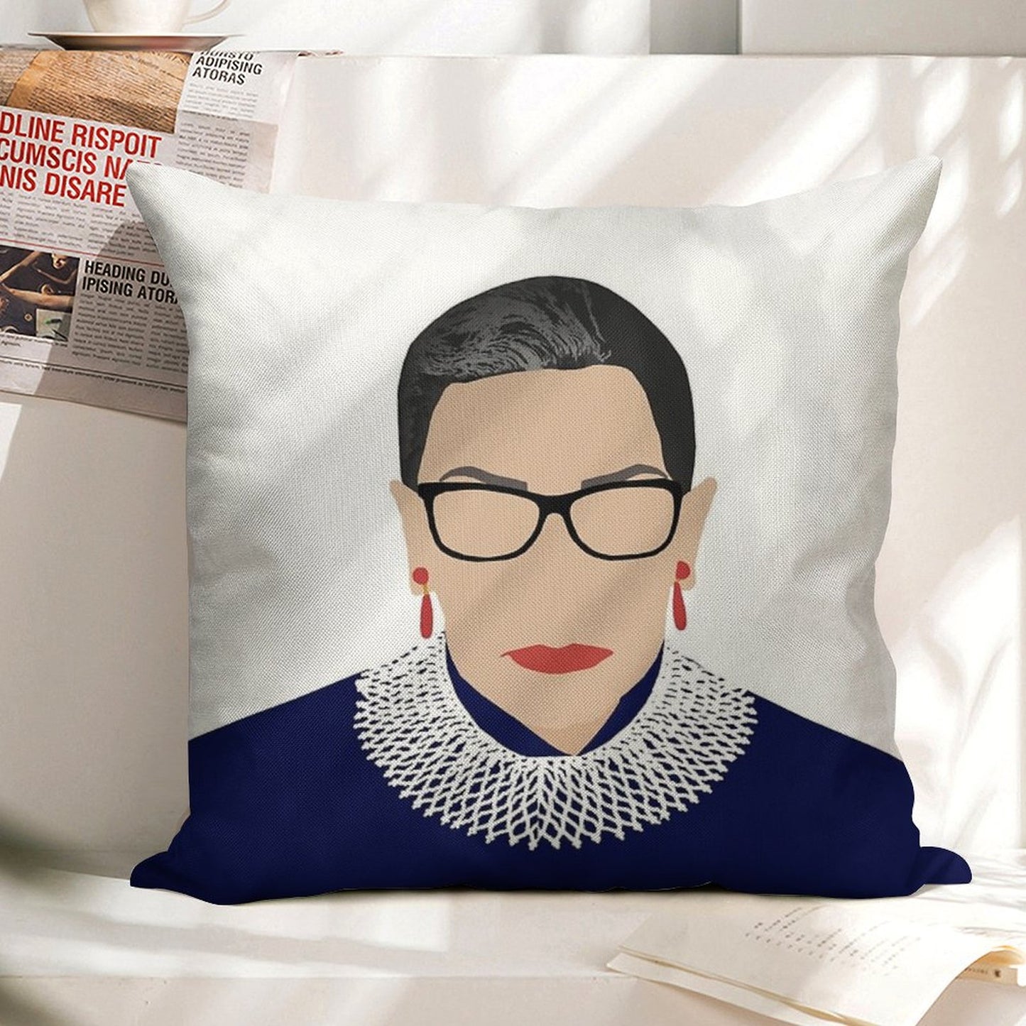 Ruth Bader Ginsburg Linen Throw Pillow Cover