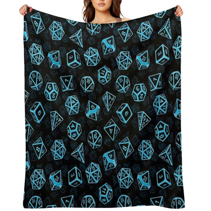 D20 Dice Set Pattern (Blue) Throw Blanket