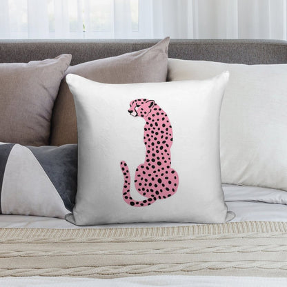 Pink Cheetahleopard Soft Hidden Zipper Throw Pillow