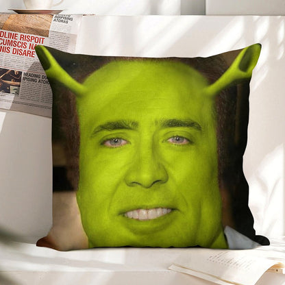 Nicolas CageShrek Linen Throw Pillow Cover