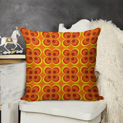1970s Burnt Orange Retro Design Linen Throw Pillow Cover