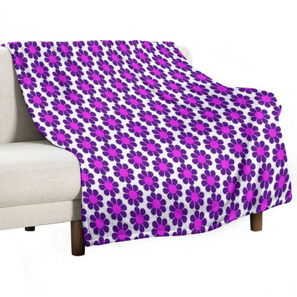 Purple Pink Hippy Flower Daisy Throw Blanket
