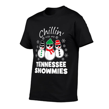 Chillin With My Tennessee Snowmies Funny Christmas  Fade-proof Color T-Shirt