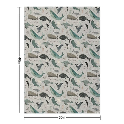 Whale Song Gray Throw Blanket