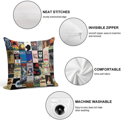 Classic Literature Book Covers Soft Warmth Comfort Throw Pillow