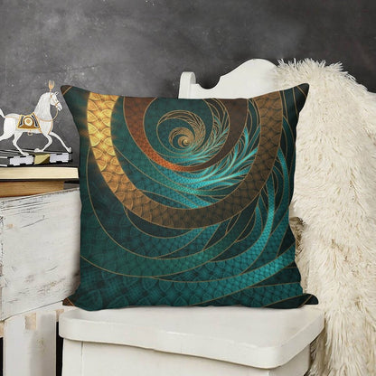 Beautiful Corded Leather Turquoise Fractal Bangles Linen Throw Pillow Cover