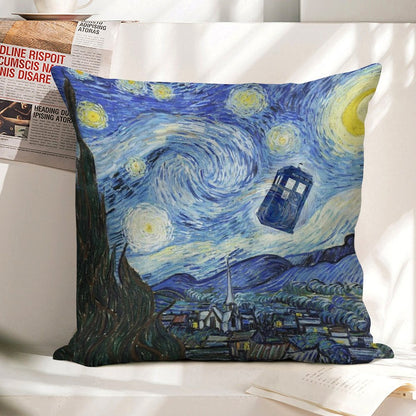 Vincent And The Doctor Linen Throw Pillow Cover