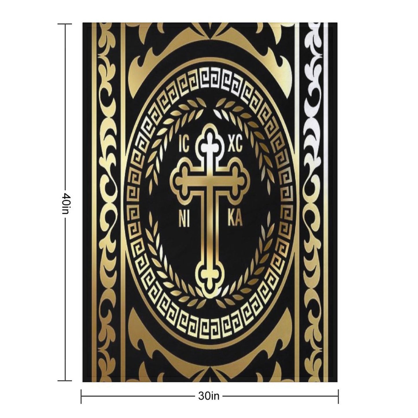 Ornate Baroque Gold Black Gold Greek Orthodox Cross Throw Blanket