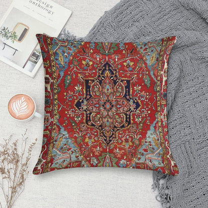Heriz Persian Carpet Print Soft Luxury Feel Throw Pillow