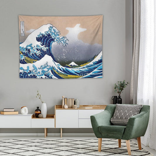Great Wave Off Kanagawa by Hokusai Wall Tapestry Vectorized HD High Quality (Click on Artist Notes) Tapestry