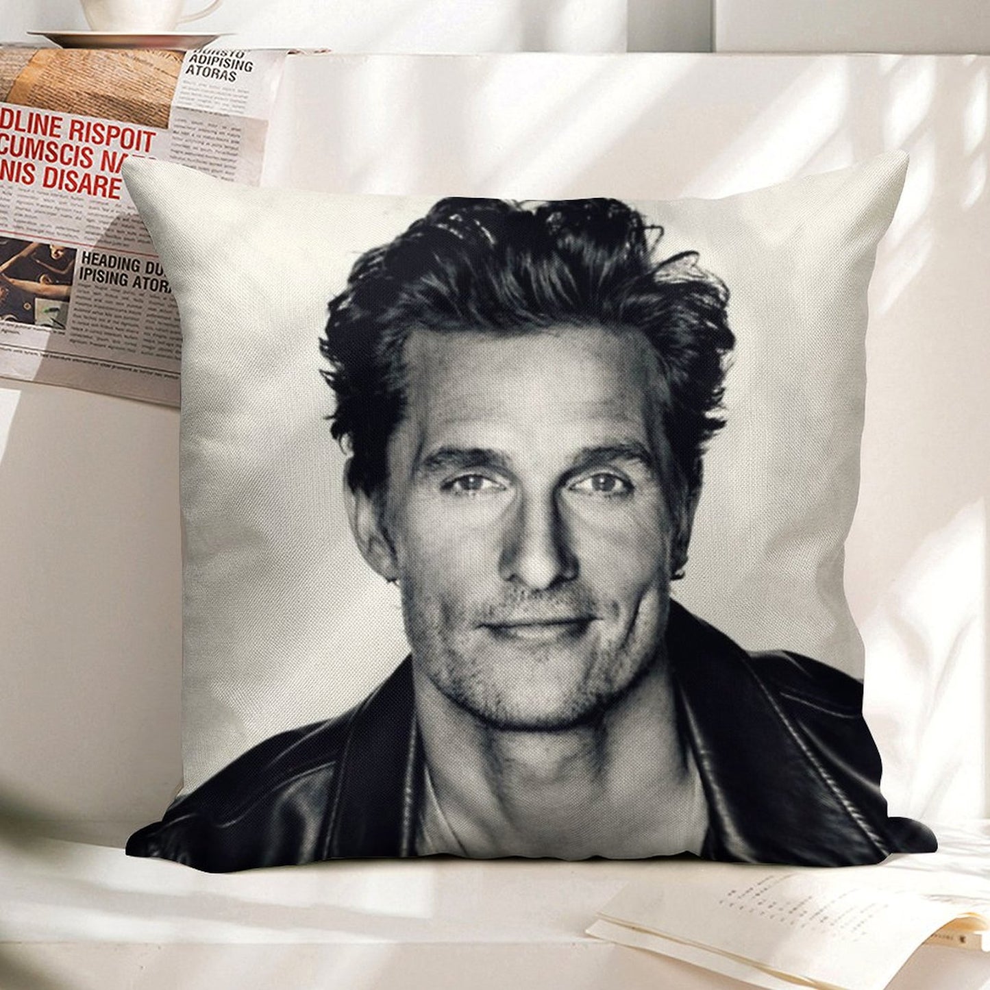 Matthew McConaughey Linen Throw Pillow Cover