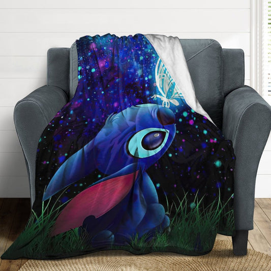 Stitch Butterfly Starry Sky Throw Blanket