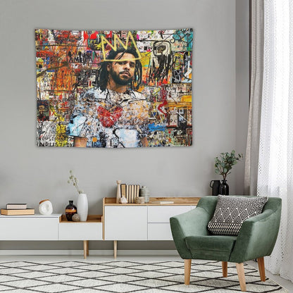 J Cole Portrait Tapestry