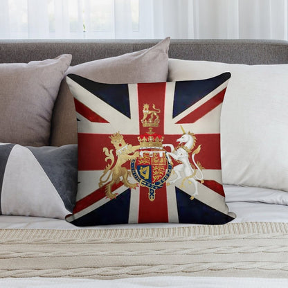Union Jack with Windsor Insignia Soft Short Plush Fabric Throw Pillow