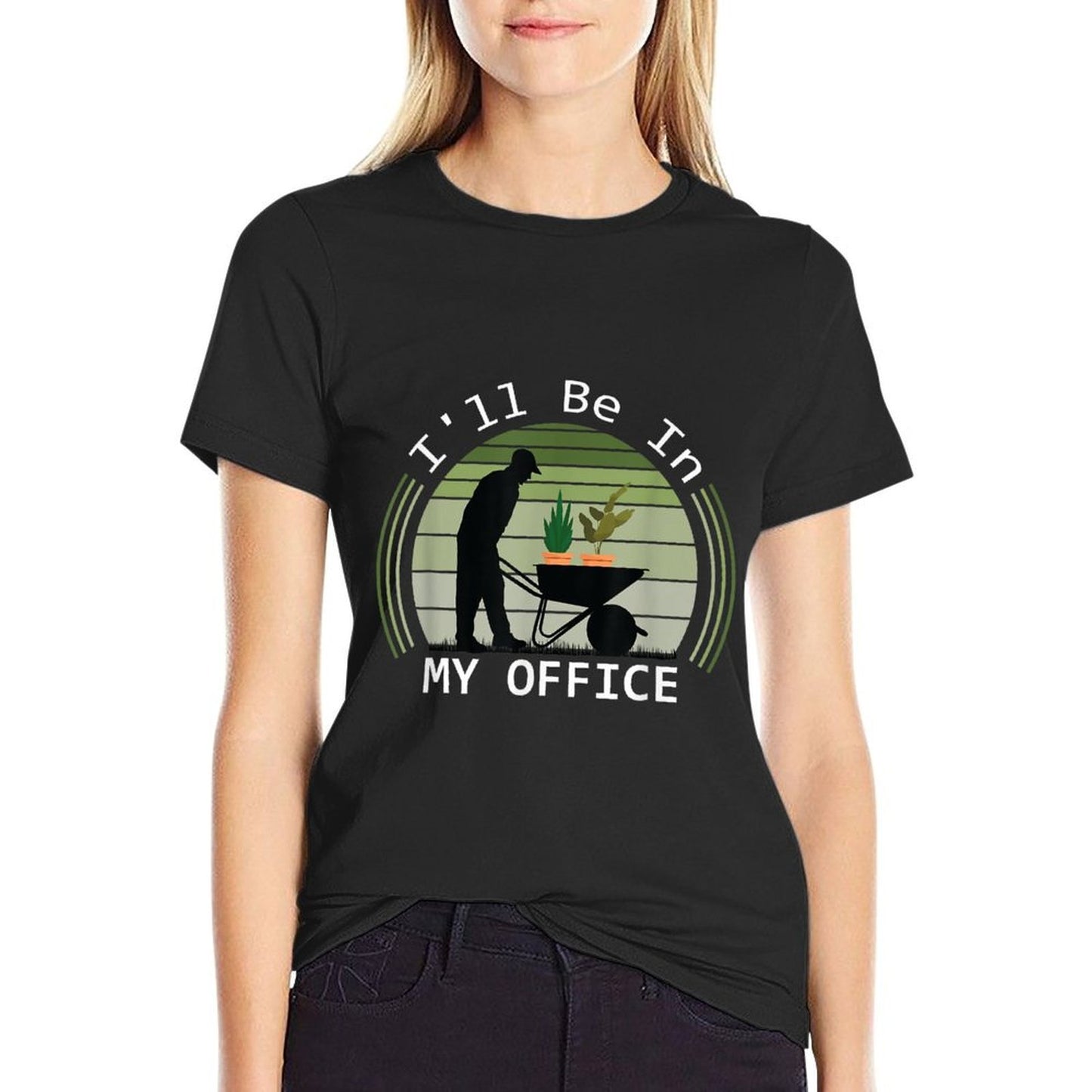 Ill Be in My Office Garden Funny Fathers Day Gardening  Ribbed Collar T-Shirt