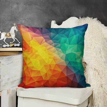 Abstract Multi Color Cubizm Painting Linen Throw Pillow Cover