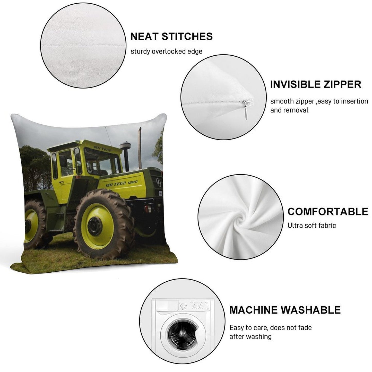 The MB-trac1300 Tractor Soft Skin-Friendly Throw Pillow