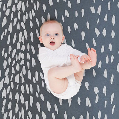 Navy Blue Denim Antelope Fawn Print Throw Blanket