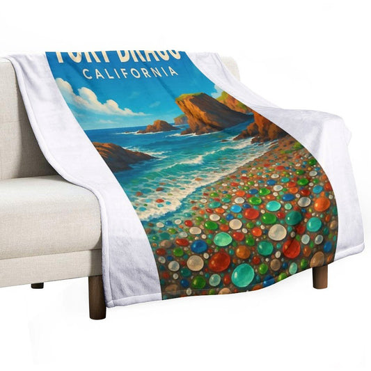 Pacific Waves at Glass Beach, Fort Bragg California Throw Blanket
