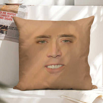 Nicolas Cage Giant Face Linen Throw Pillow Cover
