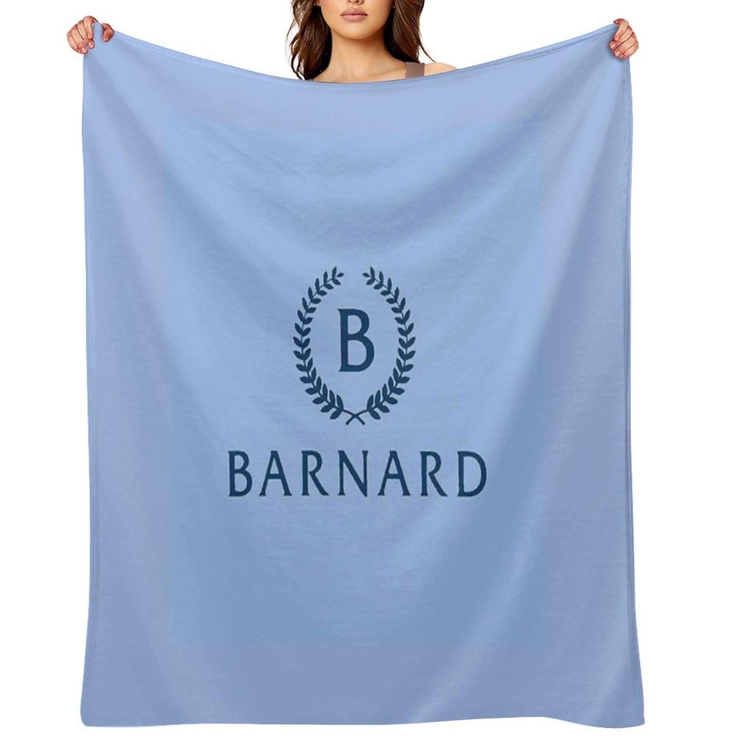 Barnard College Baby Blue Logo Throw Blanket