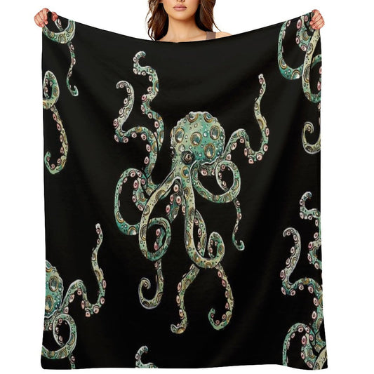 Green Octopus! Throw Blanket