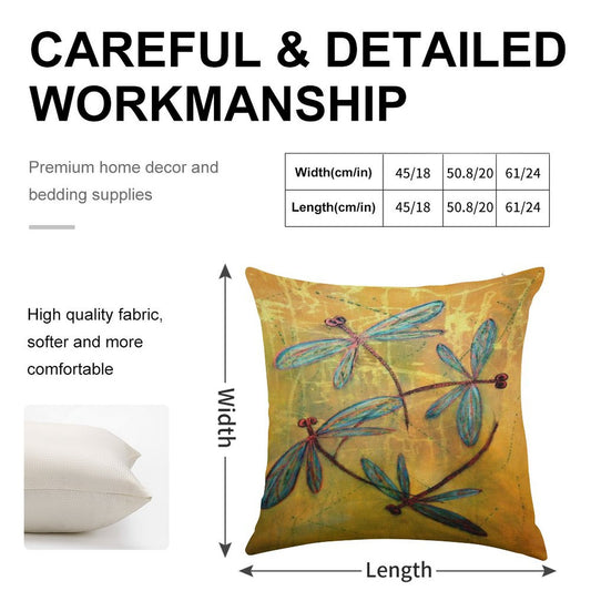 Dragonfly Haze Linen Throw Pillow Cover