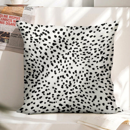 Nadia - Black And White, Animal Print, Dalmatian Spot, Spots, Dots, BW Linen Throw Pillow Cover