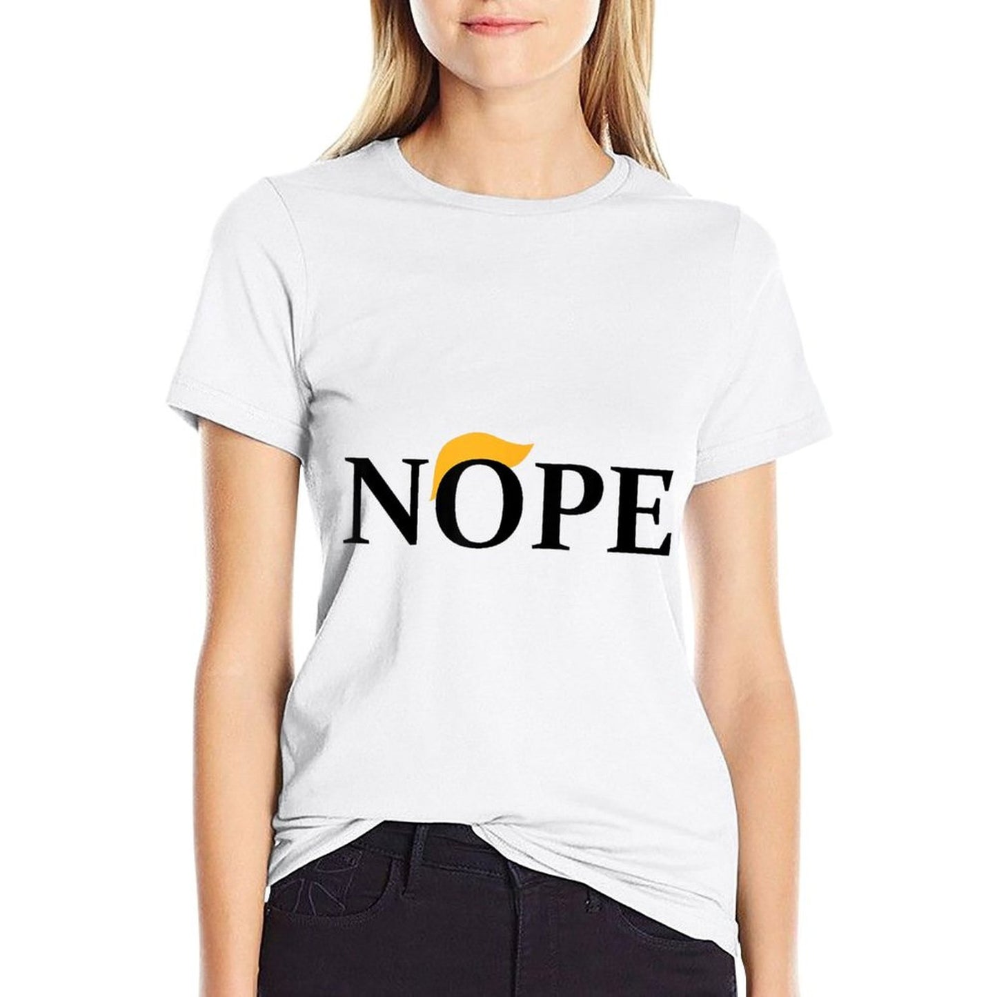 NOPE with Blond Hairs  Tagless Design T-Shirt