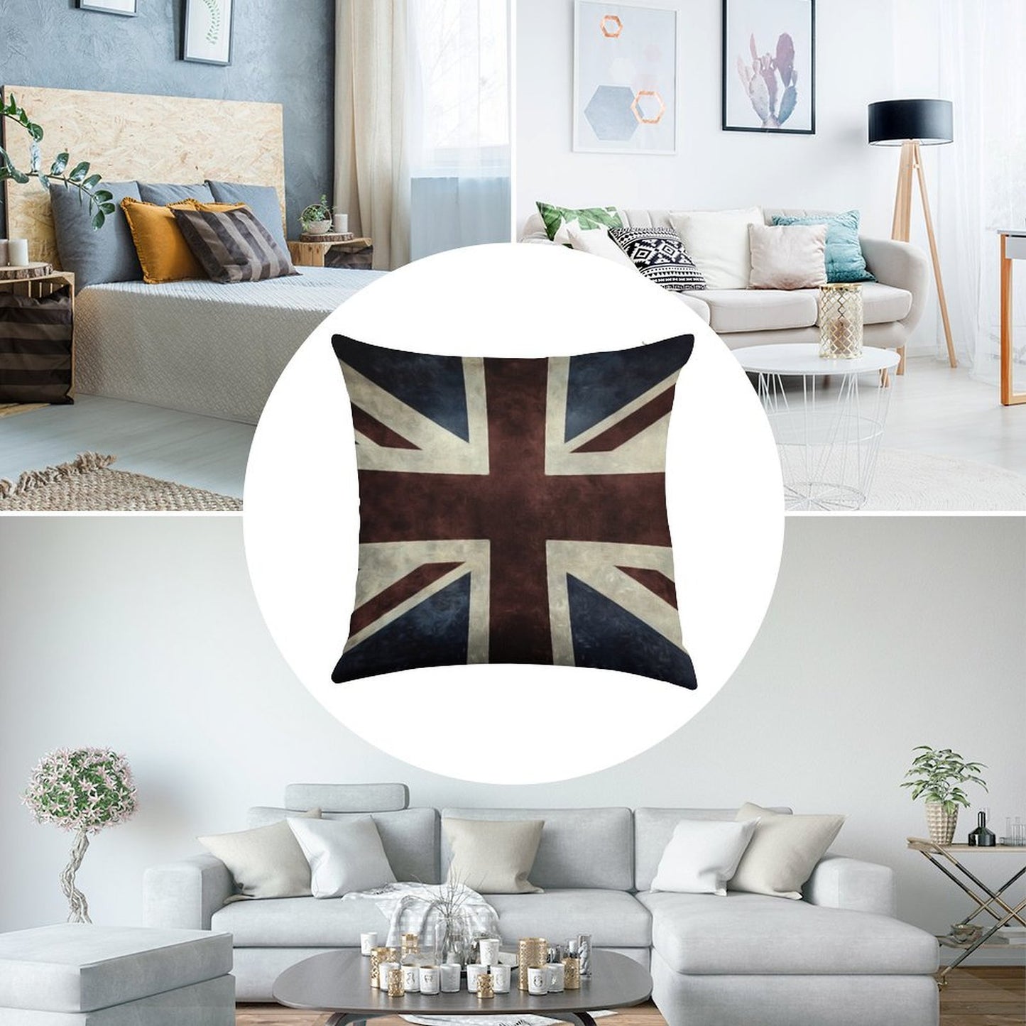 A Grunge Looking Distressed Union Jack Uk Version Linen Throw Pillow Cover